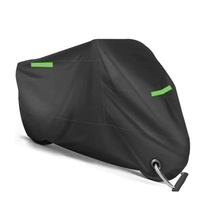 1x Waterproof Motorcycle and Moped Cover with Reflective Strips, Rain UV Dust Resistant Black, 245x105x125cm