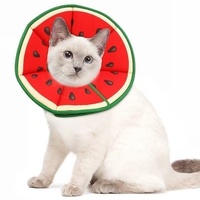 1 Protective Collar for Cats and Dogs with Velcro, Adjustable Neck Collar, Compatible with Cats, M, Red