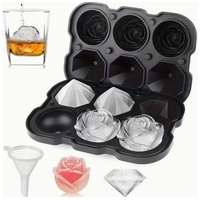 1 piece BPA-free reusable ice cube tray with lid for round ice balls, 6 compartment