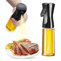 1PC Oil Spray 220 ml, BPA-free Glass Bottle for Cooking & Grilling, Even Spray, Compatible with Oil and Vinegar, Black