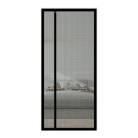 1pc Magnetic Mosquito Net Door Self-Adhesive Side Opening Curtain, Black, 110x220cm