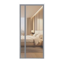 1 Pack Magnetic Mosquito Net Door Self-Adhesive Side Opening Curtain Removable Durable Insect Fly and Cat Proof, 90x200cm, Gray