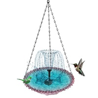 Solar Powered Bird Bath Fountain for Garden and Outdoors, Automatic Water Feature, Decorative Bird Waterer, Purple