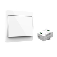 1 Wireless Switch Kit, Battery-Free Easy Installation Radio-Controlled Home Lighting Self-Sufficient, White, 1 receiver + 1 single-gang switch