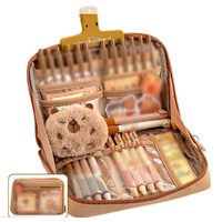 1 Pack Stylish Zipper Pencil Case Large Capacity Multifunctional Travel Pencil Box for School and Office, Brown