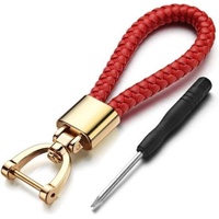 Car Keychain | Key Holder | Leather Keychain | Universal | Red / Gold