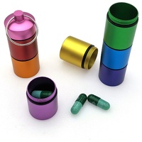Pill Box | Pill Box | Medicine Box | Reversible | Aluminum | Pill Box Tube | 8 Compartments | Reversible | Incl. Carabiner | Multicolor