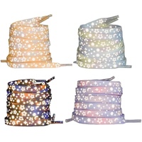 4 pairs of reflective shoelaces - colorful stars and hearts pattern - Glow in the Dark shoelaces - decorative laces for sneakers and sports