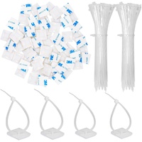 100 pieces 25 mm × 25 mm self-adhesive cable tie base holders (white)
