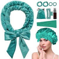 Heat-free hair curlers - Curling rollers - curling set - Blow-dry effect without heat overnight - Soft cap and sleepy bow design - Comfortable curls w