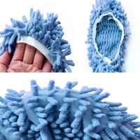 Shoe covers - 2 pairs of blue mop slippers - Microfiber cleaning mats for mopping - Soft and washable - Household slippers for cleaning floors