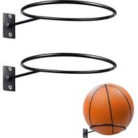Ball Holder - 2 Pieces - Ball Storage - Ball Rack - Metal Ball Stand - Wall Ball Holder - Wall Mounted - Gift for Boys & Men - For Basketball, Footbal