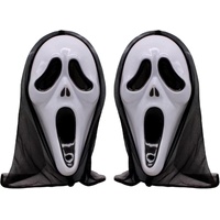 2-Piece Plastic Horror Killer Mask - Screaming Mask - Horror - Full Head Mask - Ghost Face Creates a Suspenseful Atmosphere - Suitable for Carnival an