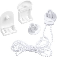 Roller Blind System with Wall Brackets - 25 mm - Roller Blind Fittings - Plastic - With 3M Bead Chain - Replacement Repair Kit for Roller Blinds - Cur