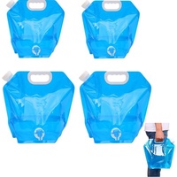 Collapsible Water Jerrycan - 4-Piece Water Reservoir Set - 5 and 10 Liter Flexible Water Jerrycan with Closed Lid and Faucet Switch - Emergency Water 