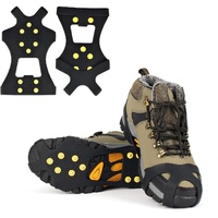 Snow grips over shoes/boots 10 studs Ice Traction Universal Slip on Stretch Fit Snow and Ice, Snow Cleats Crampons Ice Spikes Snow Grips for Winter - 