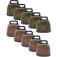 10 Pieces - Cowbell - Cowbells - Decorative Cowbells - Farm - Bell - Grazing Cowbell - Metal Cow Bell Bells - Goat Bell - Animal Gift - Bronze*5+red b