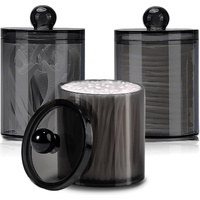 3 pieces - Cotton Ball Holder - Cotton Swab Holder - Cotton Pad Holder - Black - PS - 11*7*7cm