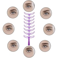 8 pieces - 8in1 Eyebrow stencil - eyebrow template - eyebrow stamp - make-up aid - purple - plastic - Practical