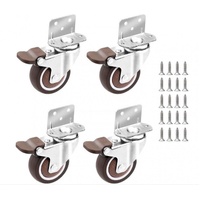 Casters Set of 4 with Brakes - 25mm + Screws TPR Rubber Heavy Duty Wheels 15KG - Furniture Casters for Furniture - Casters for Trolley - Heavy Duty Ca