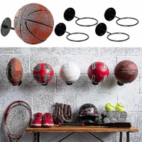 3pcs Wall Mounted Ball Rack Iron Basketball Storage Display Holder Football Rugby Hanging Rack Space Saving - Perfect Black 3pc