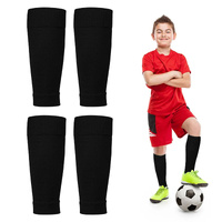 Football Socks with Shin Guards 2 Pairs Black for Children's Football Matches