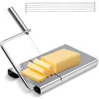 Cheese cutter with wire, cheese cutter for block cheese with 6 replacement wires, stainless steel cheese cutter