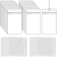 100 Pack Clear Plastic Luggage Bag Tag Holder Badge Label Tag Holder with 100 Pack Luggage Loops Straps for Office Business Travel Supplies