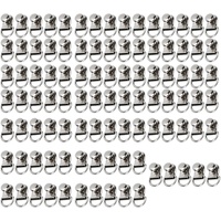 100 Sets D Ring Shoelace Buckle, Brass Metal Boot Lace Hooks Eyelet Repair Kit Bag Rivet Tool For Shoe Leather Diy Craft Boot Silver 9x14mm