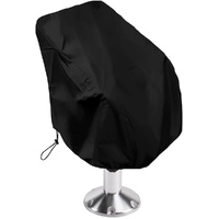 Boat Seat Cover Outdoor Waterproof Captain's Chair Seats Covers Dustproof Pedestal Pontoon Captain Bench for Helm Protector 1pcs Black 25.6x25.6x47 in