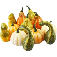 12 Pcs Artificial Pumpkins and Gourds Set, Small Faux Foam Pumpkins Artificial Vegetables for Halloween Fall Thanksgiving Party Table Decoration Suppl