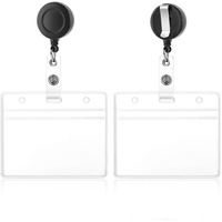 2-pack clear horizontal name labels - badge ID holders - clear ID holders soft - for nurses, doctors, teachers and offices