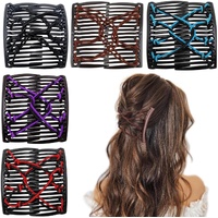 5-Pack Elastic Magic Hair Combs - Adjustable for All Hair Types - Hair Clips - For Buns, Ponytails & More - No Creases