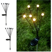 Outdoor Lighting - Solar Garden Lighting - Mood Lamp - LED Solar Garden Lamp - Firefly Shaped - 6 Pots x 2 - Waterproof for Outdoor Use - Suitable for