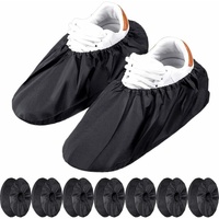 10 Pairs Reusable Non-Slip Shoe Covers Machine Washable (Black)