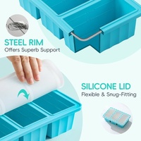 Silicone Freezer Containers with Lids - Bouillon Cube Trays - Large Ice Cube Trays - Easy Meal Prep Kitchen Storage Containers - Freezer Storage Conta