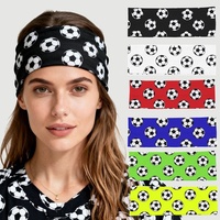 Football Themed Headband - Stretchy Printed Headband - Set of 6 - Sporty, Sweat-Wicking & Breathable - Wide-Brim Hair Accessory