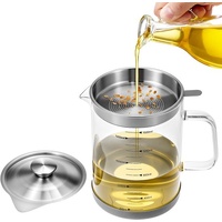 Oil Can - Leak-Proof Oil Container - Oil Filter Can - Oil Container for Household Kitchen Use - Leak-Proof Oil Can with Mesh Filter - Glass Oil Filter