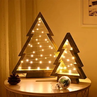2Pcs Wood Christmas Tabletop with Lights, Christmas Tree Table Centerpiece, Xmas Tree Modern Farmhouse Sign Decorations, Christmas Desktop Decoration 