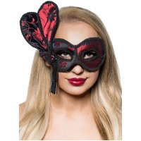 Heaven Costumes Black Red Brocade Masquerade Mask Deluxe