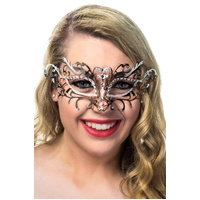 Heaven Costumes Deluxe Silver & White Metal Masquerade Mask