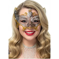Heaven Costumes Silver & Gold Metal Lace Masquerade Mask