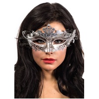 Heaven Costumes Metal Overlay Silver Glitter Masquerade Mask