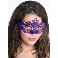 Heaven Costumes Purple Cut Out Masquerade Mask with Rhinestones
