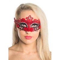 Heaven Costumes Red Cut Out Masquerade Mask with Rhinestones