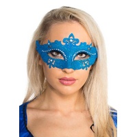Heaven Costumes Blue Cut Out Masquerade Mask with Rhinestones