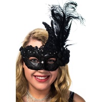 Heaven Costumes Black Lace Feather Glitter Masquerade Mask
