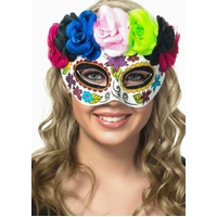 Heaven Costumes Day of Dead Rainbow Flower Sugar Skull Mask