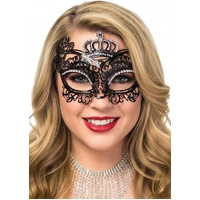 Heaven Costumes Crown Princess Black Metal Diamante Masquerade Mask