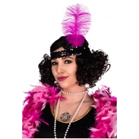 Heaven Costumes Soft Feather Pink & Black 1920s Flapper Headband